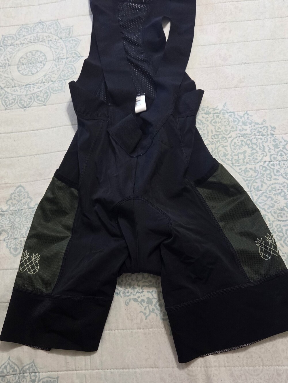 Women’s Black and Olive Bike Shorts with Subtle Pineapple Accents